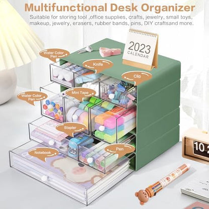 Desk Storage Organizer with 9 Drawers, 4 Tiers Stackable Desktop Craft