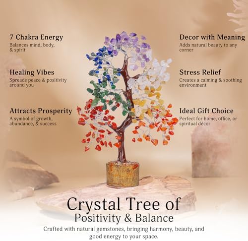 7 Chakra Tree of Life - Crystal Tree for Positive Energy, Feng Shui
