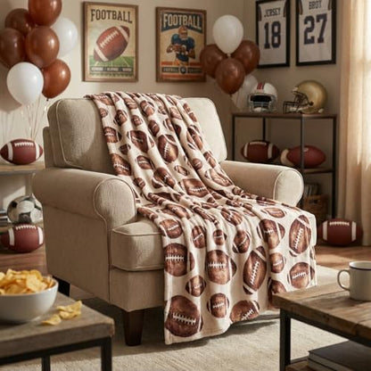 Horaldaily Football Beige Flannel Throw Blanket 50x60