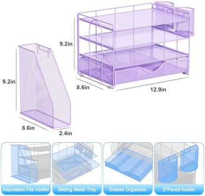 gianotter Desk Organizers and Accessories with File Holder, 4-Tier