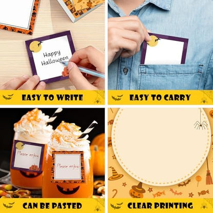 9 Pads Halloween Sticky Notes 50 Sheets Each Spider Pumpkin Bat