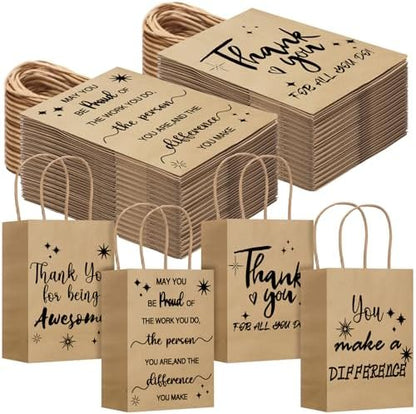 Gueevin 40 Thank You Employee Gift Bags,Appreciation,Kraft Color