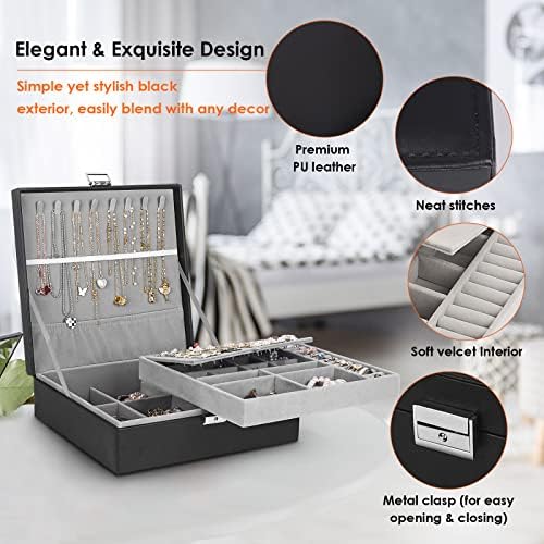 Jewelry Box, Jewelry Boxes for Women & Men with PU Leather, 2 Layer