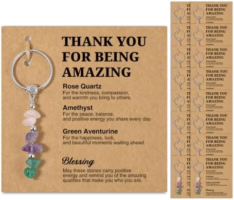 12 Pcs Thank You Appreciation Gifts Bulk for Staff, Keychain Bulk