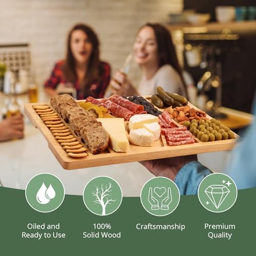 Funny Charcuterie Board with Compartments Guide, Large Wooden Cheese