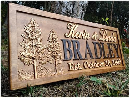 Personalized Couples Gift Rustic Wedding Name Sign Wood Cabin Wall Art