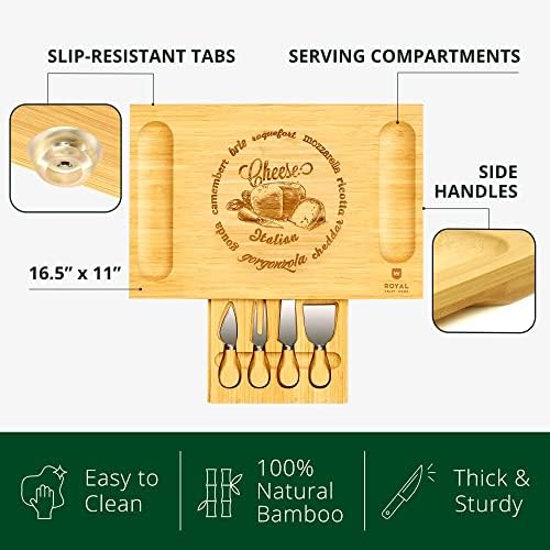 ROYAL CRAFT WOOD Premium Bamboo Charcuterie Board Set - Cheese Platter
