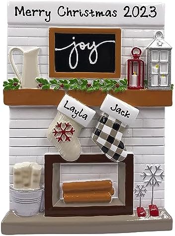 Fireplace Mantle Family Personalized Christmas Ornament 2025