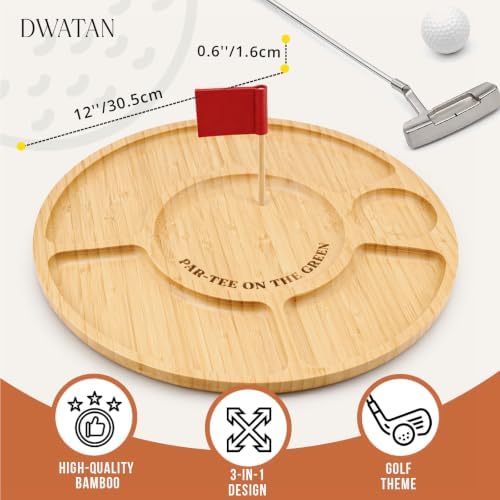 Golf Charcuterie Board, 12 Inch Bamboo Serving Tray