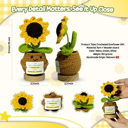 Emotional Support Crochet Sunflower - Cute Positive Desk Decor &