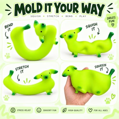 Banana Dog Squishy Toy, Sand Moldable Squeeze Fidget Toy