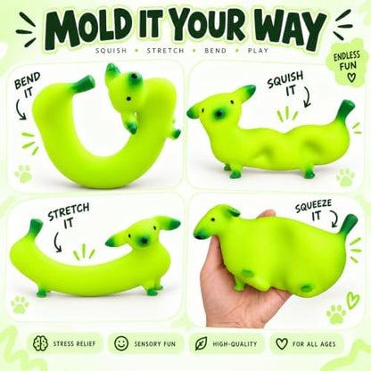 Banana Dog Squishy Toy, Sand Moldable Squeeze Fidget Toy