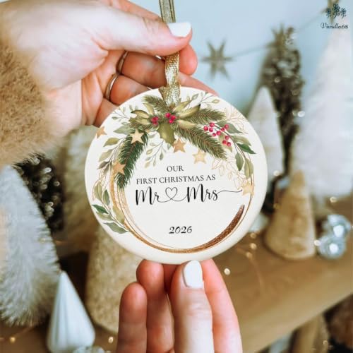 Wedding Gifts for Couple, Our First Christmas Married Ornament 2026