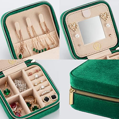 ZPROW Plush Velvet Travel Jewelry Case, Organizer, Box, Small Case for