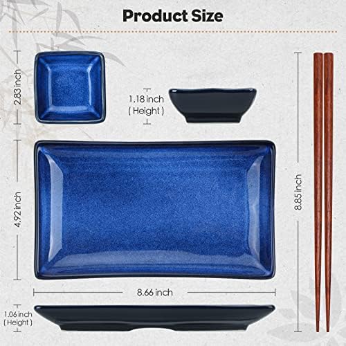 Ceramic Sushi Serving Tray Sets 2, 6 Pieces Japanese Style Porcelain