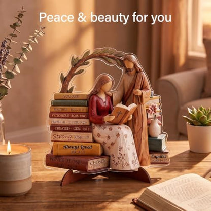 Religious Gifts for Women, God Says I Am Bible Verse Desk Decor for