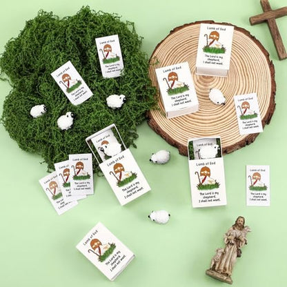 Wonderjune Mini Resin Sheep Christian Gift Lamb of God, 12 Sets, Lamb