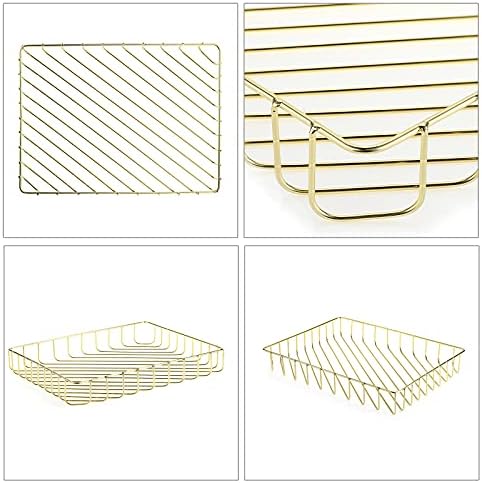 BTSKY Multipurpose A4 File Tray Wire Desk Tray Organizer, Gold