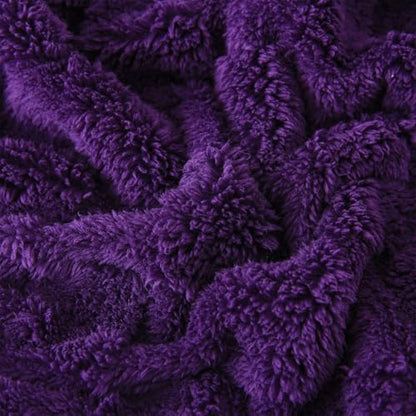 Deep Purple Fleece Throw Blanket 50”×60”Checkered Design for Couch