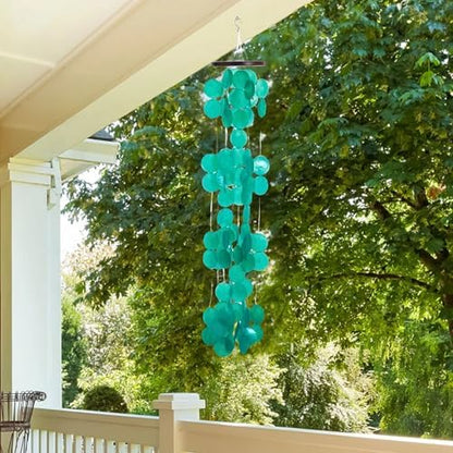 Woodstock Chimes Capiz Waterfall Wind Chime, 40" Patina Green Capiz