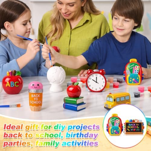 Reallnaive 8 Pack Back to School Ceramic Painting Kit for Kids &