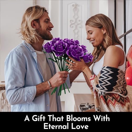 Rose Flower Bouquet Building Set for Adults, Gift for Women Wife Mom