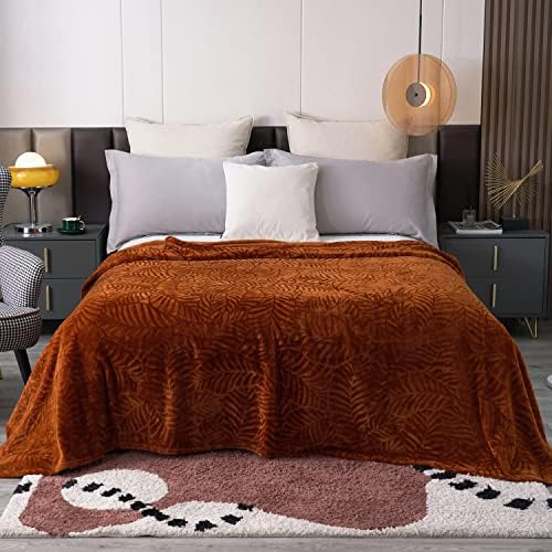 SOCHOW Super Soft Flannel Fall Throw Blanket, 50 x 60 Inches, Caramel