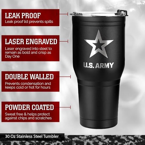 Military Gift Shop 30 oz US-Army Black Double Wall Vacuum Insulated