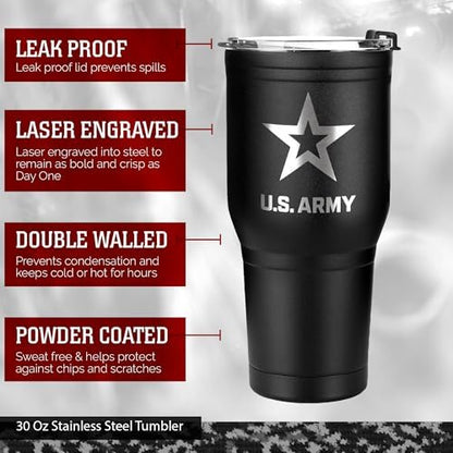 Military Gift Shop 30 oz US-Army Black Double Wall Vacuum Insulated