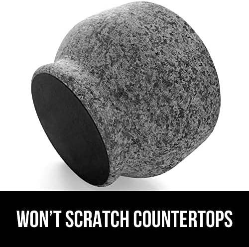 GORILLA GRIP Mortar and Pestle Set, Heavy Duty Natural Granite Stone