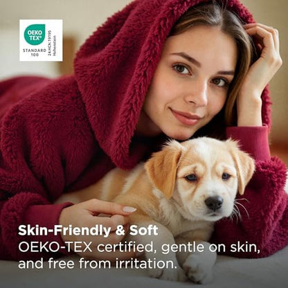 Bedsure Soft Wearable Blanket Hoodies for Women, Dark Red, Standard