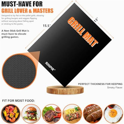 RINPIR 31Pcs Stainless Steel BBQ Grill Accessories & Tools Set, Brown