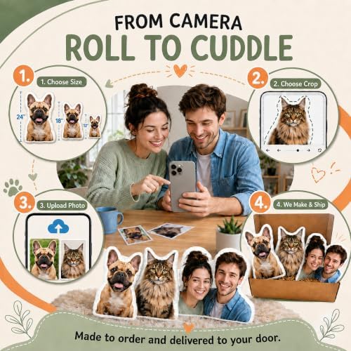 Custom Pet Pillow with Photo Picture, Dog Cat Face Pillow for Dog Mom