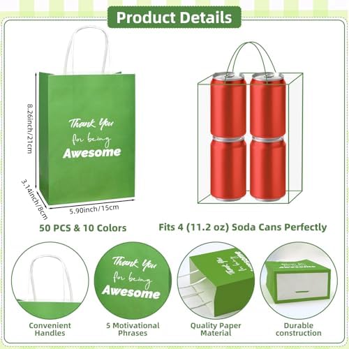 100 Pcs Employee Appreciation Gift Bags Bulk - Include 50 Paper Bags