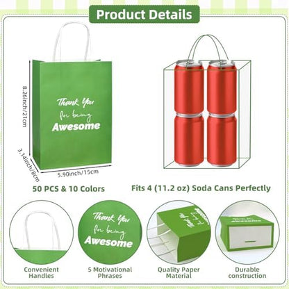 100 Pcs Employee Appreciation Gift Bags Bulk - Include 50 Paper Bags