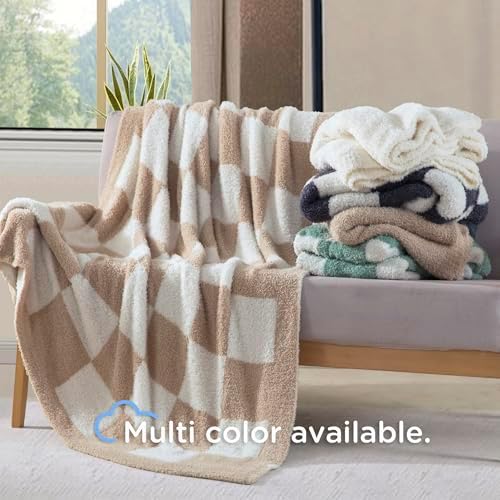 Checkered Throw Blanket for Couch - Super Soft Knit Bed Blanket