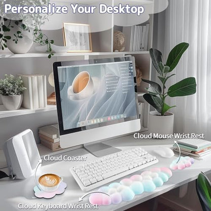 Sushret Cloud Wrist Rest Keyboard, Cloud Keyboard Wrist Pad Set with
