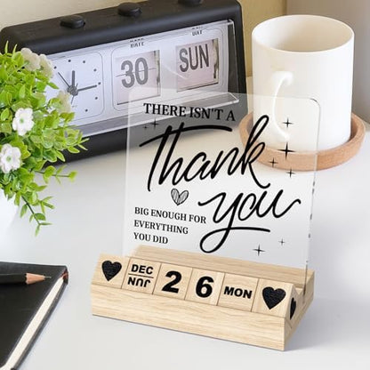 Thank You Appreciation Gifts - Wooden Block Perpetual Calendar