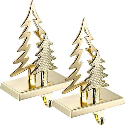Hotop 2 Pcs Christmas Stocking Holder for Mantle Gold Tree Hanger Hook