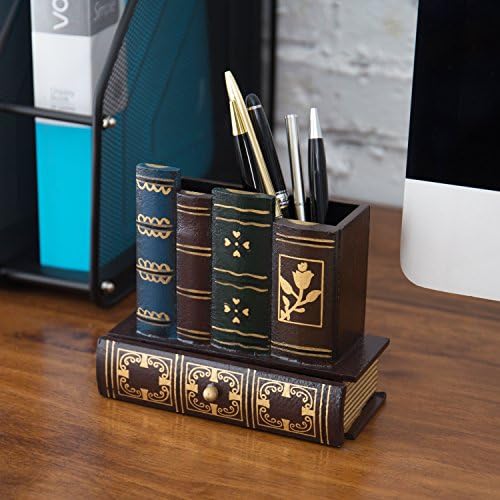 MyGift Decorative Desk Organizer Pen and Pencil Holder with Storage