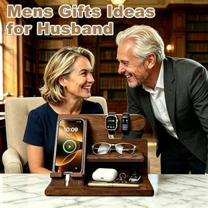 Gifts for Men Wood Phone Docking Station Birthday Gift for Men