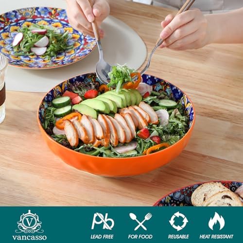 vancasso Large Serving Bowls,78 Oz Salad Bowls Set of 2, Red