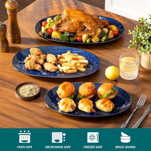 vancasso Ceramic Serving Platters Set of 3, Oval 16/14.7/13.5 Inch