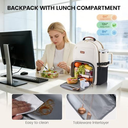 LOVEVOOK Lunch Backpack with Lunch Compartment,15.6 Inch Laptop Work