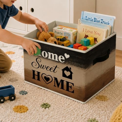 Home Sweet Home Farmhouse Foldable Storage Bins with Handles | Sweet