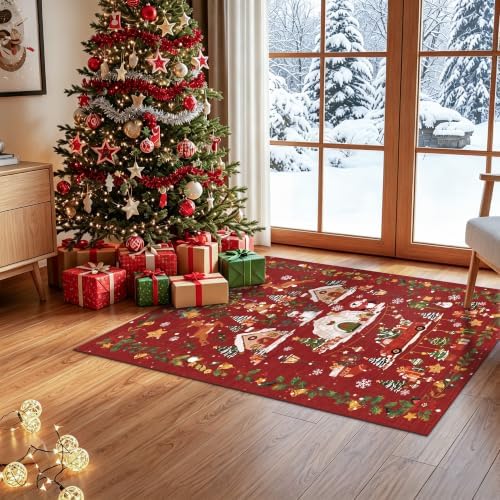 2x3 Christmas Cute Area Rug: Non-Slip Washable Winter Holiday Indoor