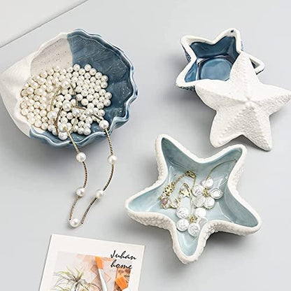 Starfish Ceramic Jewelry Dish Tray, Ring Holder and Trinket Tray for