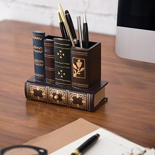 MyGift Decorative Desk Organizer Pen and Pencil Holder with Storage