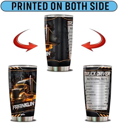 Personalized Tumbler Gifts for Truck Drivers Insulated 20oz Stainless