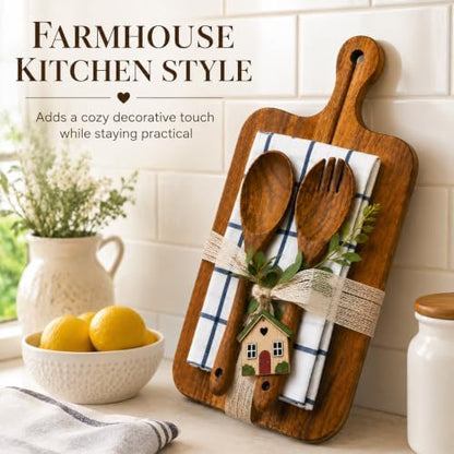 Housewarming Gift Wooden Cutting Board Set with Utensils and Napkin